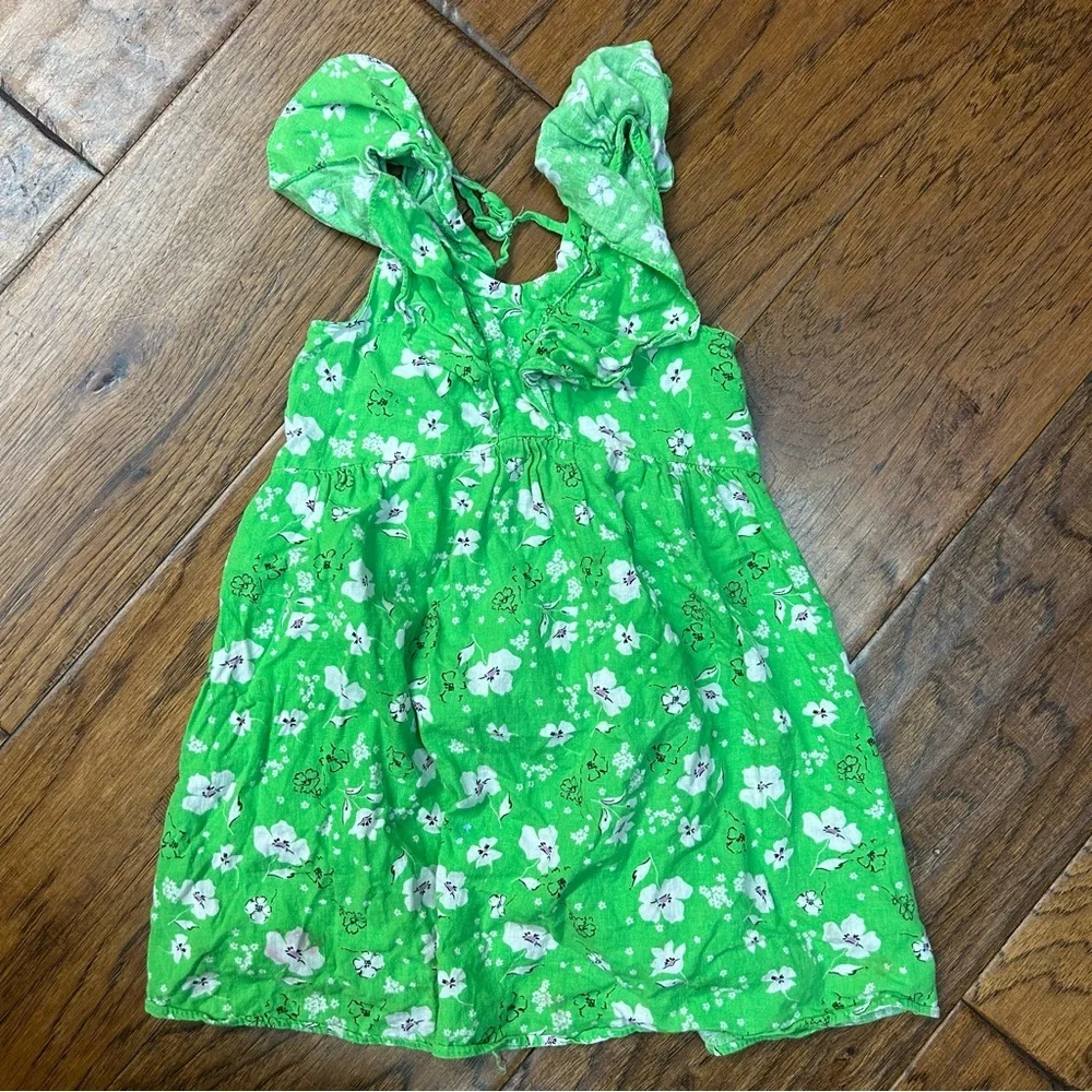 Zara girls Green Floral linen‎ Casual Dress